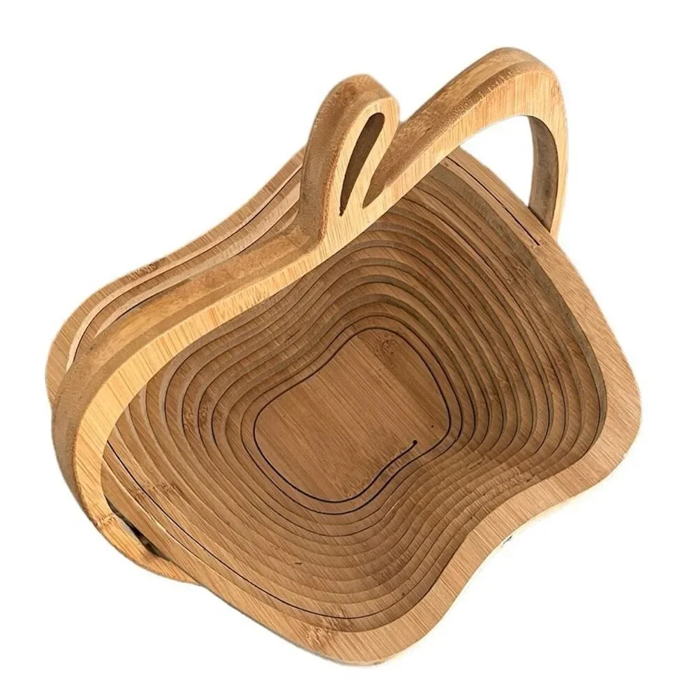 Collapsible Wooden Spiral Apple Fold Up Basket